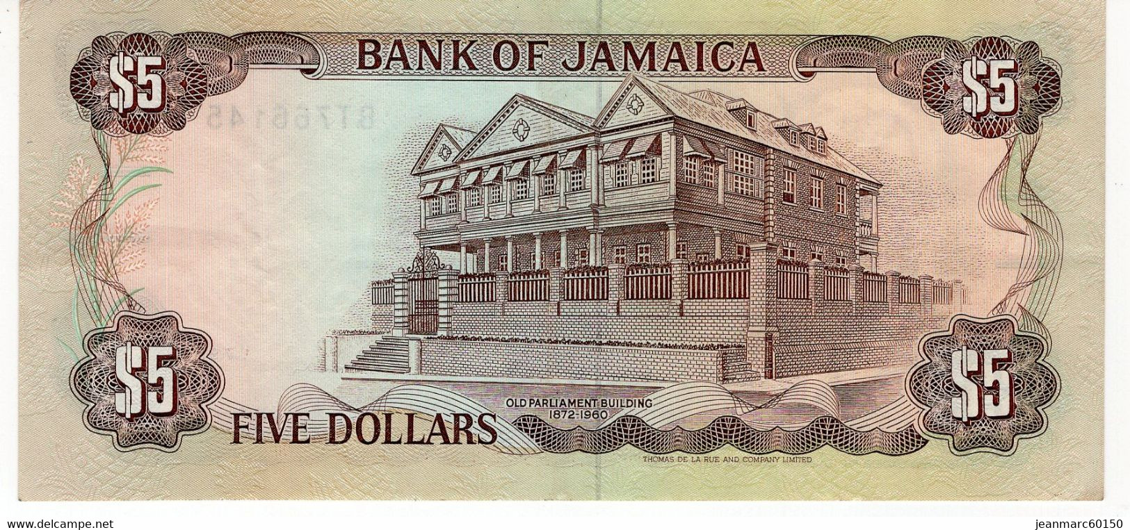 Billet 5 Dollars Jamaique - Jamaica