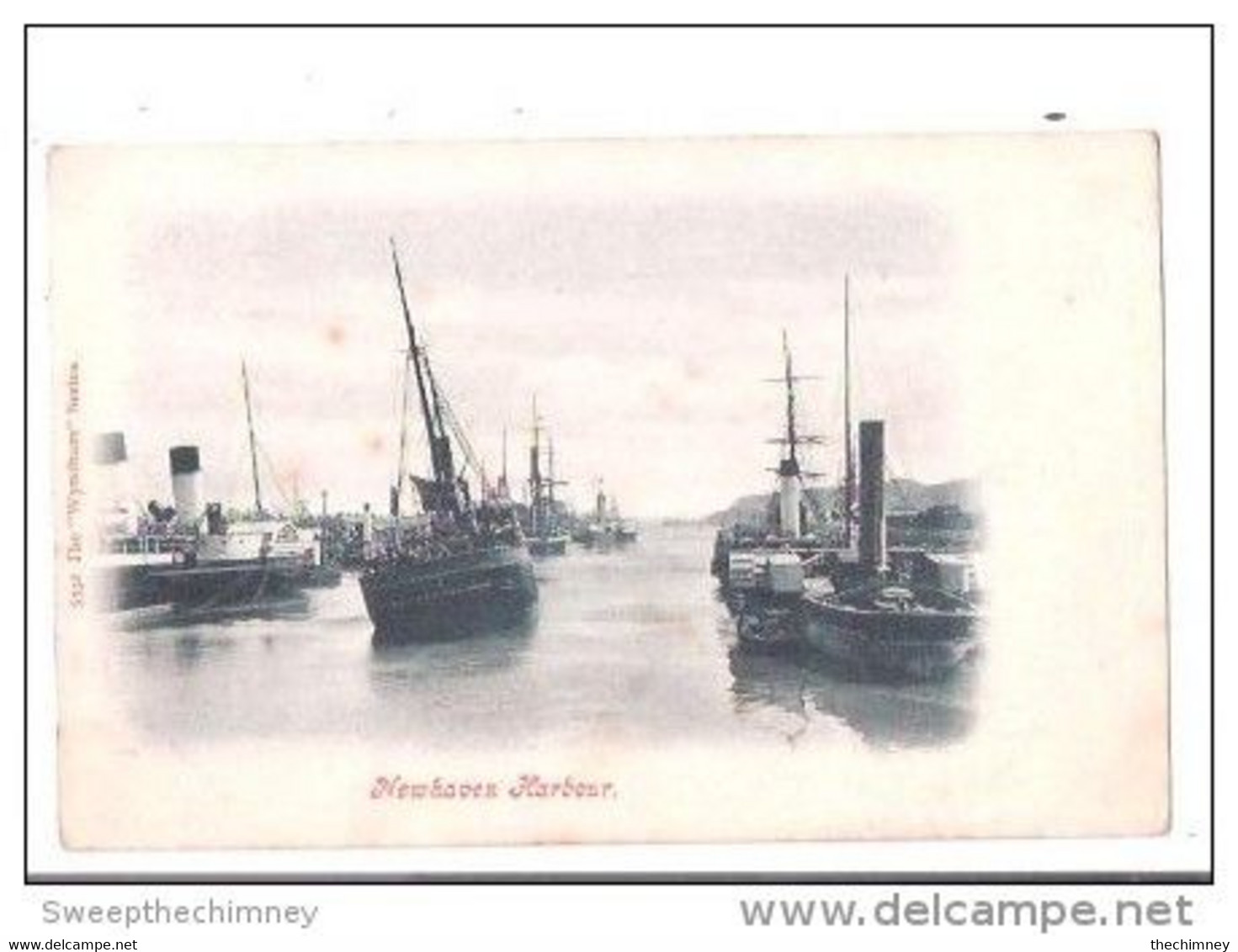 SUSSEX NEWHAVEN HARBOUR PADDLESTEAMER  PADDLE STEAMER MOORED & FISHING BOATS PRINTED CARD - Sonstige & Ohne Zuordnung