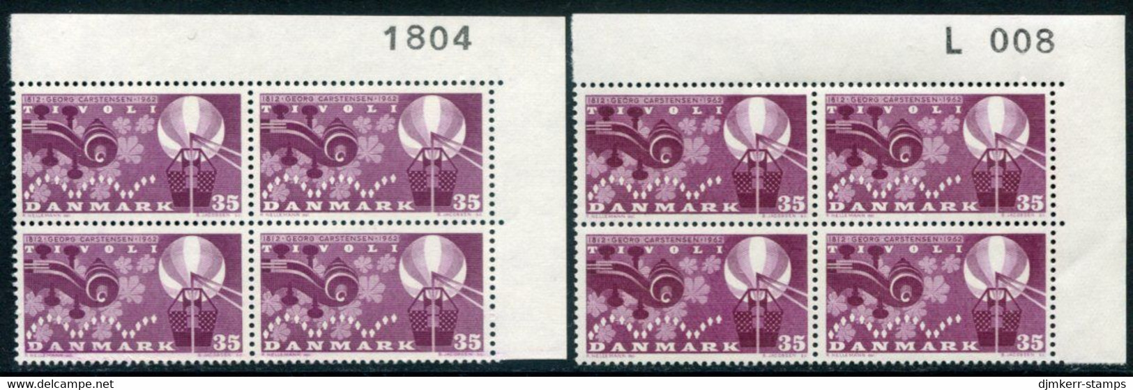 DENMARK 1962 Carstensen 150th Anniversary Both Papers In Blocks Of 4 With Control Number MNH / **. Michel 407x,y - Neufs