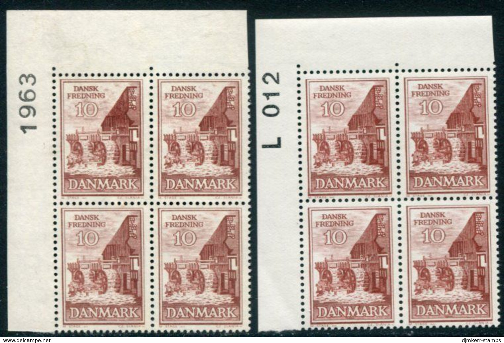 DENMARK 1962 Nature Protection Both Papers In Blocks Of 4 With Control Number MNH / **. Michel 404x,y - Unused Stamps