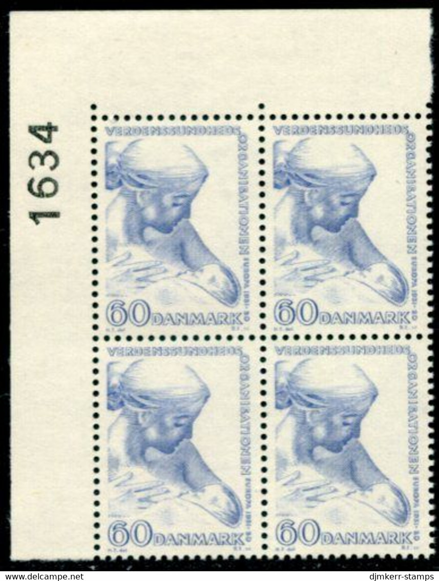 DENMARK 1960 WHO Congress In Block Of 4 With Control Number MNH / **. Michel 385 - Ungebraucht