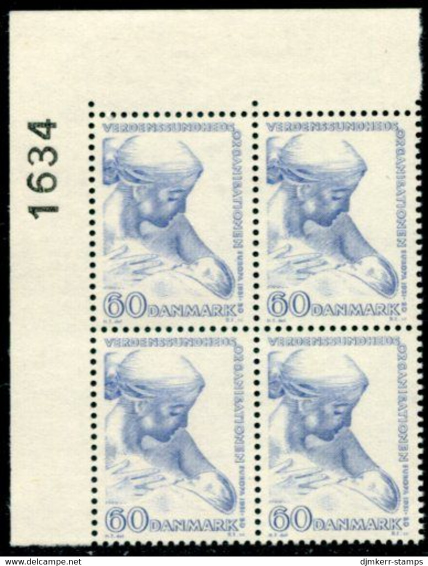 DENMARK 1960 WHO Congress In Block Of 4 With Control Number MNH / **. Michel 385 - Nuevos