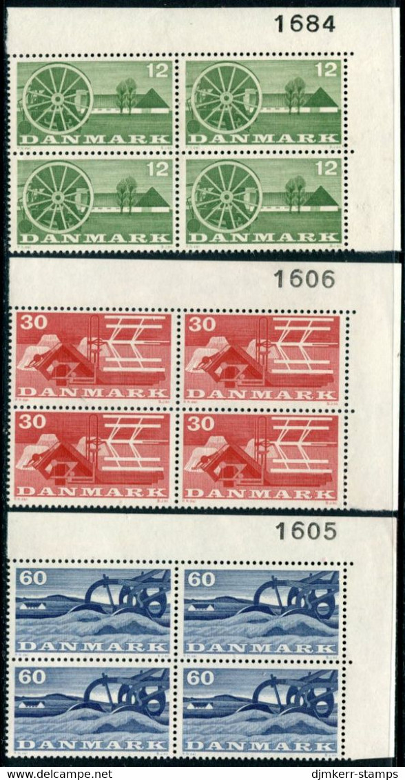 DENMARK 1960 Agriculture In Blocks Of 4 With Control Number MNH / **. Michel 378-80 - Nuevos