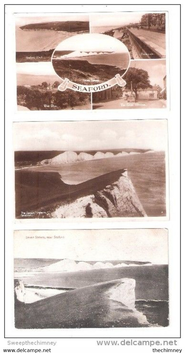 3 THREE Postcards ALL USED Showing  SEVEN SISTERS ETC ONE A MULTIVIEW SEAFORD Sussex - Altri & Non Classificati