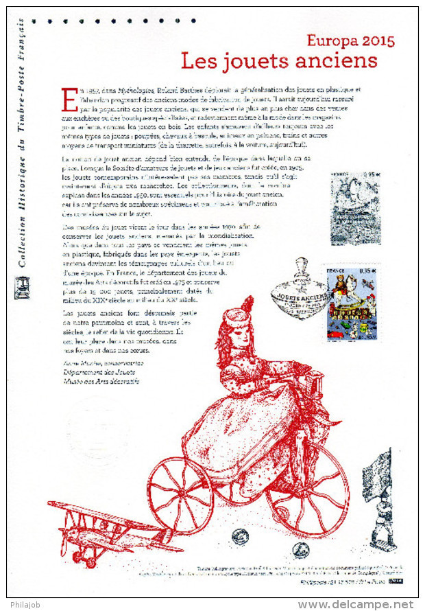 &#9989; " EUROPA 2015 : LES JOUETS ANCIENS "  Sur Document Philatélique Officiel N° YT 4953. DPO - 2015