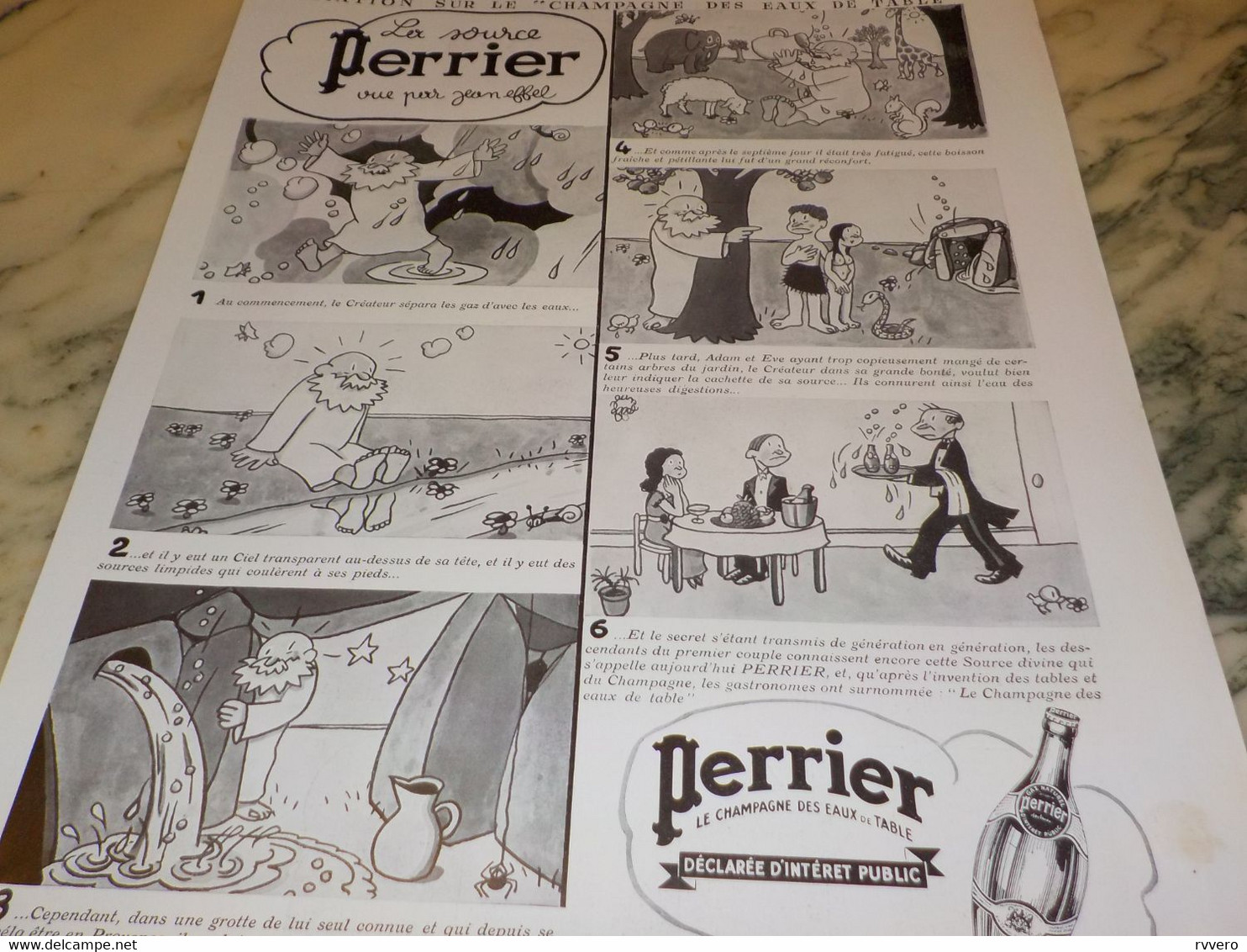 ANCIENNE PUBLICITE VU PAR JEAN EFFEL  PERRIER  1938 - Perrier