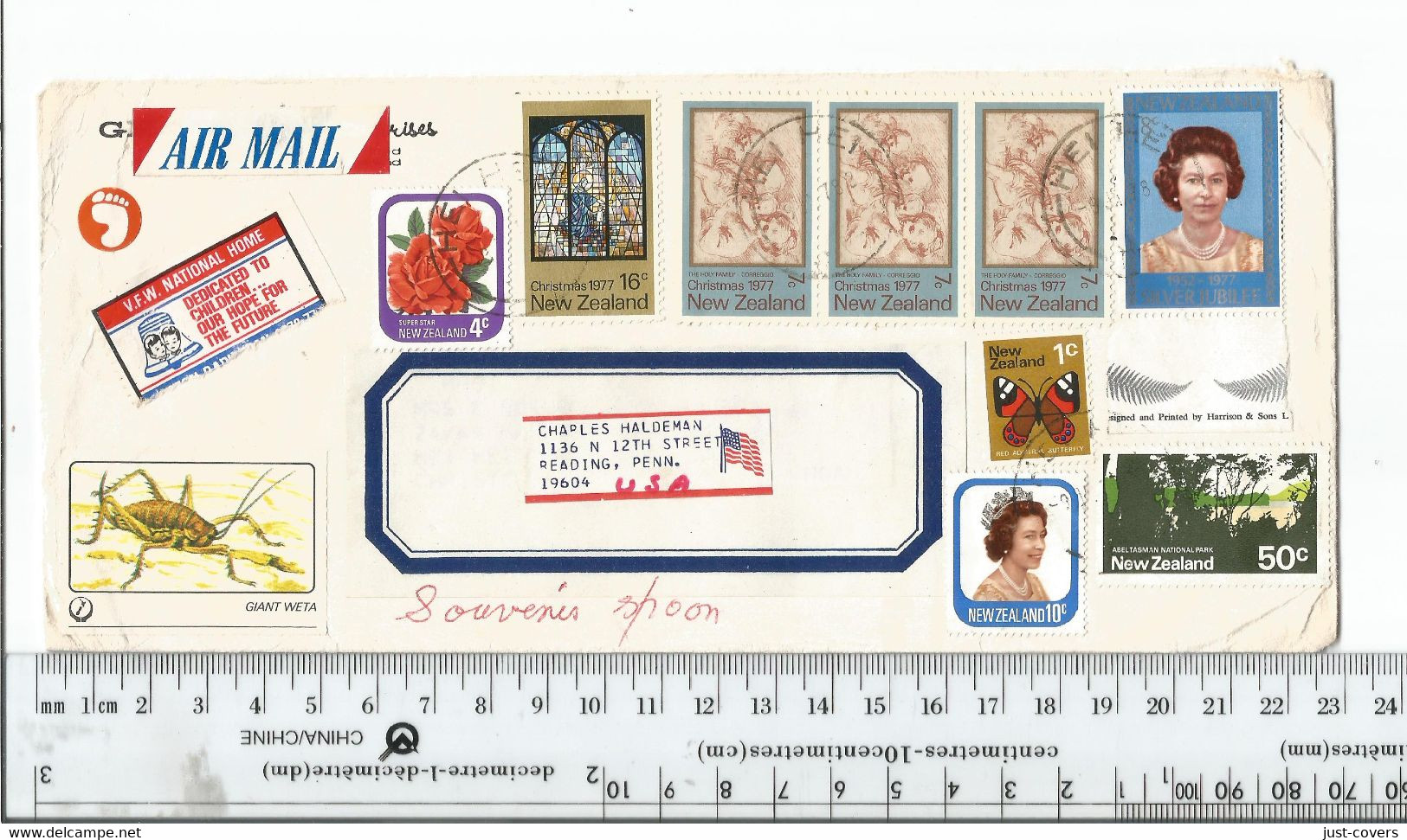 New Zealand HeiHei To Reading Penn USA With Cinderellas.................(Box 2) - Covers & Documents