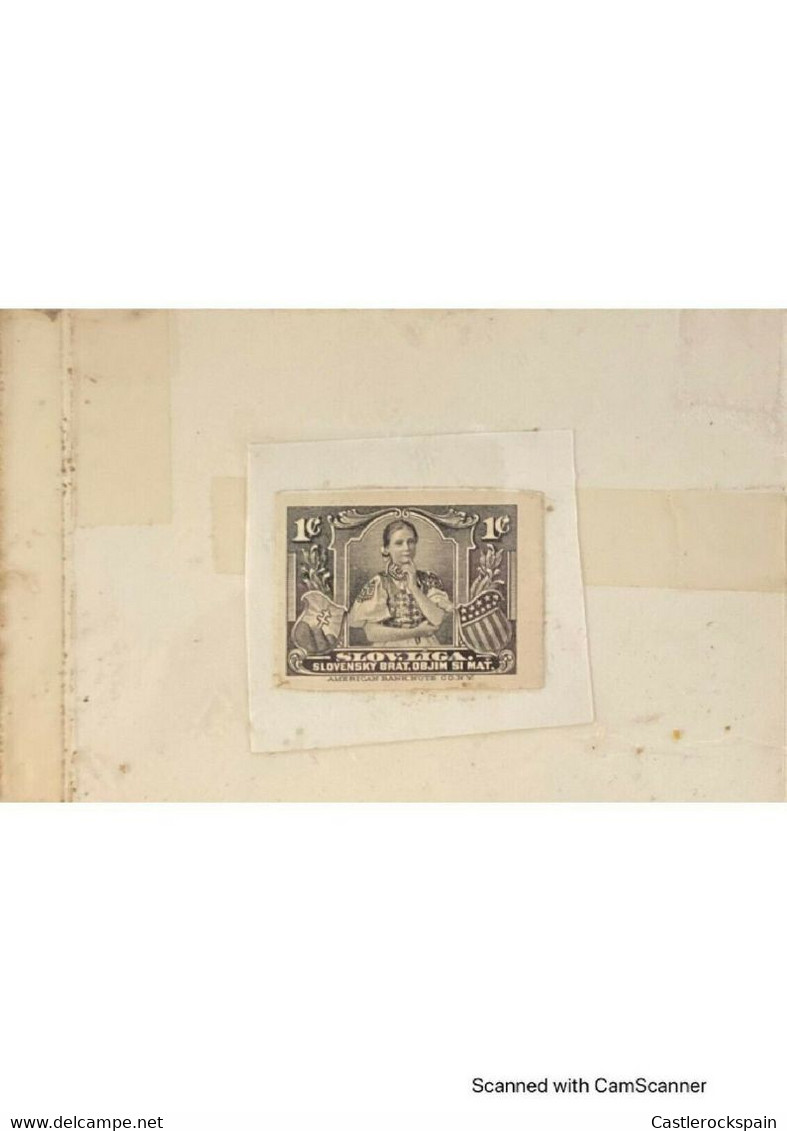 RO) 1940 SLOVAKIA, REVENUE SUNKEN DIE PROOF, SLOV. LIGA SLOVENSKY BRAT OBJIM SI MAT 1c. AMERICAN BANK NOTE, UNCERTIFIED. - Variedades Y Curiosidades