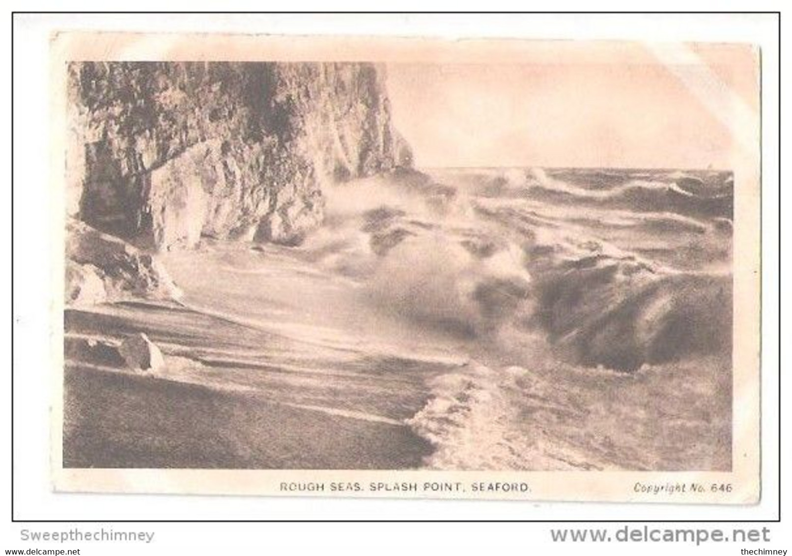 ROUGH SEAS SPLASH POINT SEAFORD USED 1917 SEAFORD WITH A DOUBLE RING SEAFORD SO SUSSEX POSTMARK THE TERMINUS EMPORIUM - Autres & Non Classés