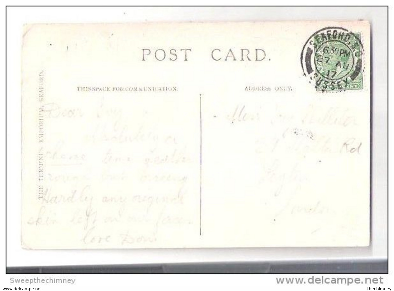 ROUGH SEAS SPLASH POINT SEAFORD USED 1917 SEAFORD WITH A DOUBLE RING SEAFORD SO SUSSEX POSTMARK THE TERMINUS EMPORIUM - Other & Unclassified