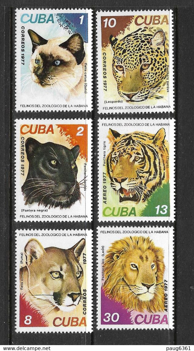 CUBA  1977 CHATS ET FELINS  YVERT N°2033/36-A267/68 NEUF MNH** - Other & Unclassified