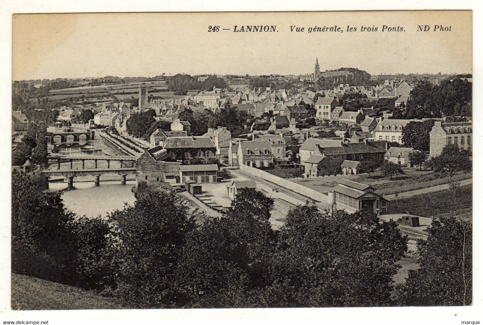 Cpa N° 248 LANNION Vue Générale Les Trois Ponts - Lannion