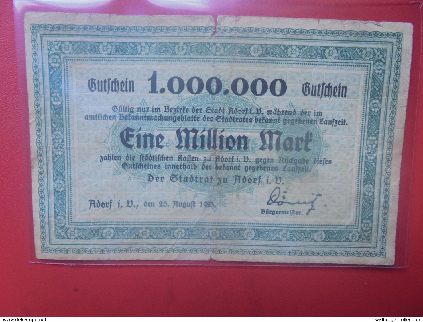 Adorf 1 MILLION MARK 1923 Circuler (B.24) - Verzamelingen