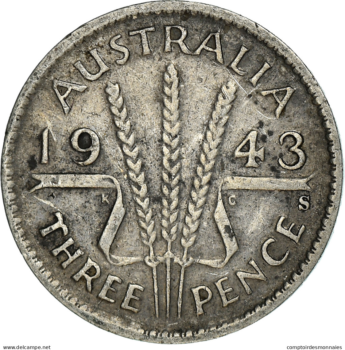 Monnaie, Australie, George VI, Threepence, 1943, Melbourne, TTB, Argent, KM:37 - Victoria