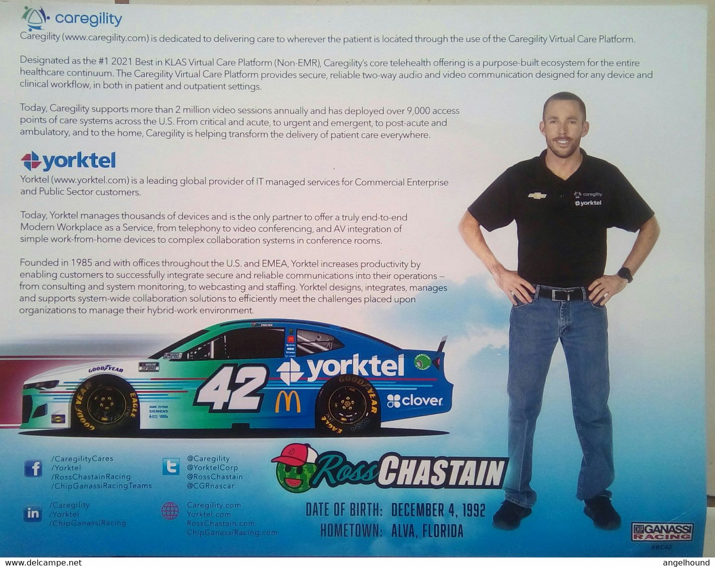 Ross Chastain ( American Race Car Driver) - Habillement, Souvenirs & Autres