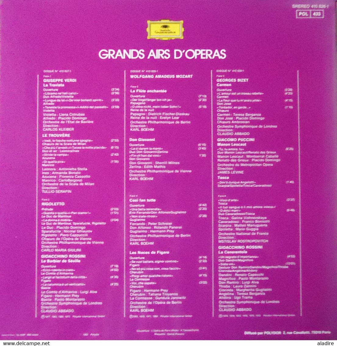 GRANDS AIRS D'OPERA - Deutsche Gramophon - Traviata, Trouvere, Rigoletto, Barbier, Cenerentola, Flûte, Don Giovanni... - Classica