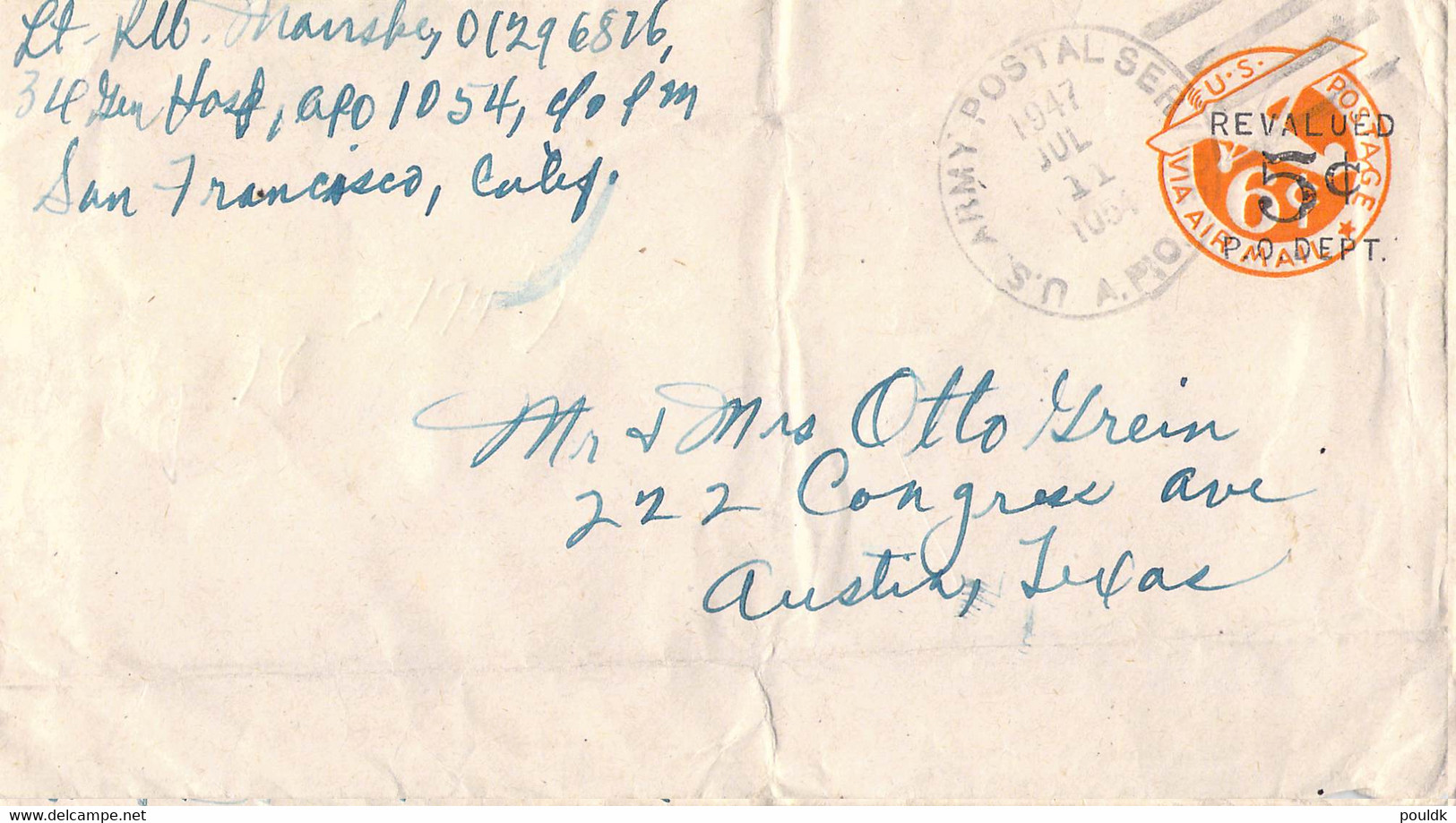 US Modern Field Post: US General Hospital In Seoul, Corea Posted Using A Revalued 5c Postal Stationay Posted APO - Militares