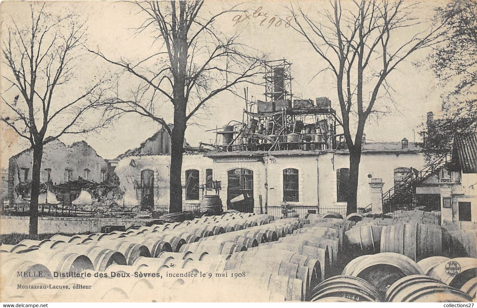 79-MELLE- DISTILLERIE DES DEUX-SEVRES, INCENDIEE LE 9 MAI 1908 - Melle