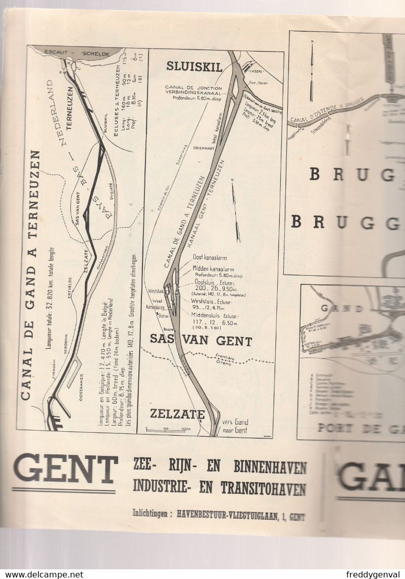 BELGIQUE  NORD FRANCE CARTES DES VOIES NAVIGABLES PLANS DES PORTS