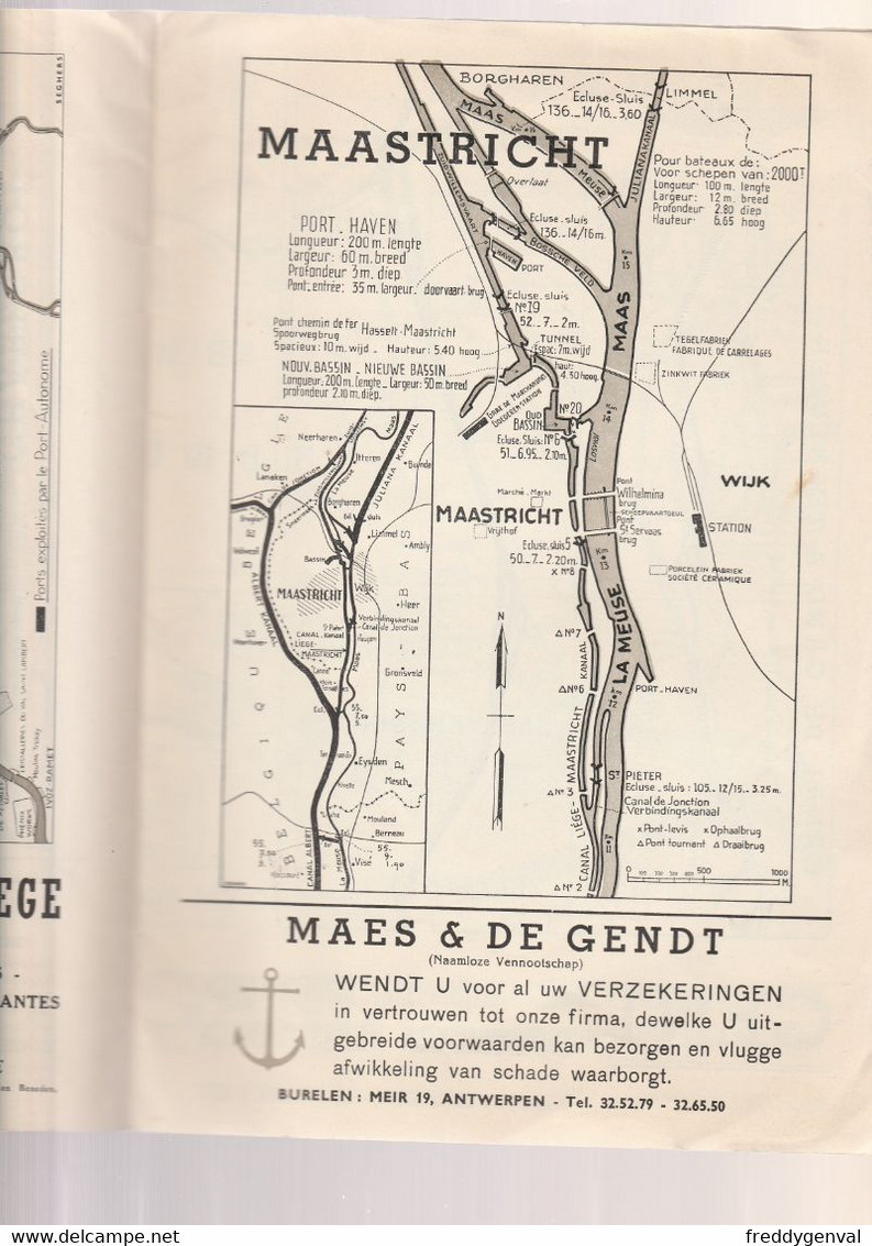 BELGIQUE  NORD FRANCE CARTES DES VOIES NAVIGABLES PLANS DES PORTS