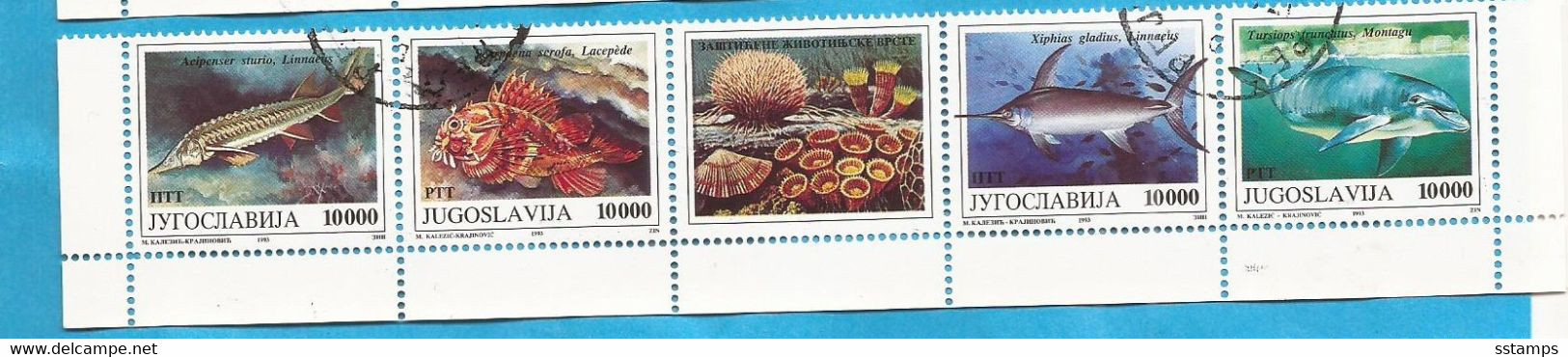 1993  2589-92 AUSVERKAUF  JUGOSLAVIJA  JUGOSLAWIEN FISCH MEERESTIERE  USED - Gebraucht