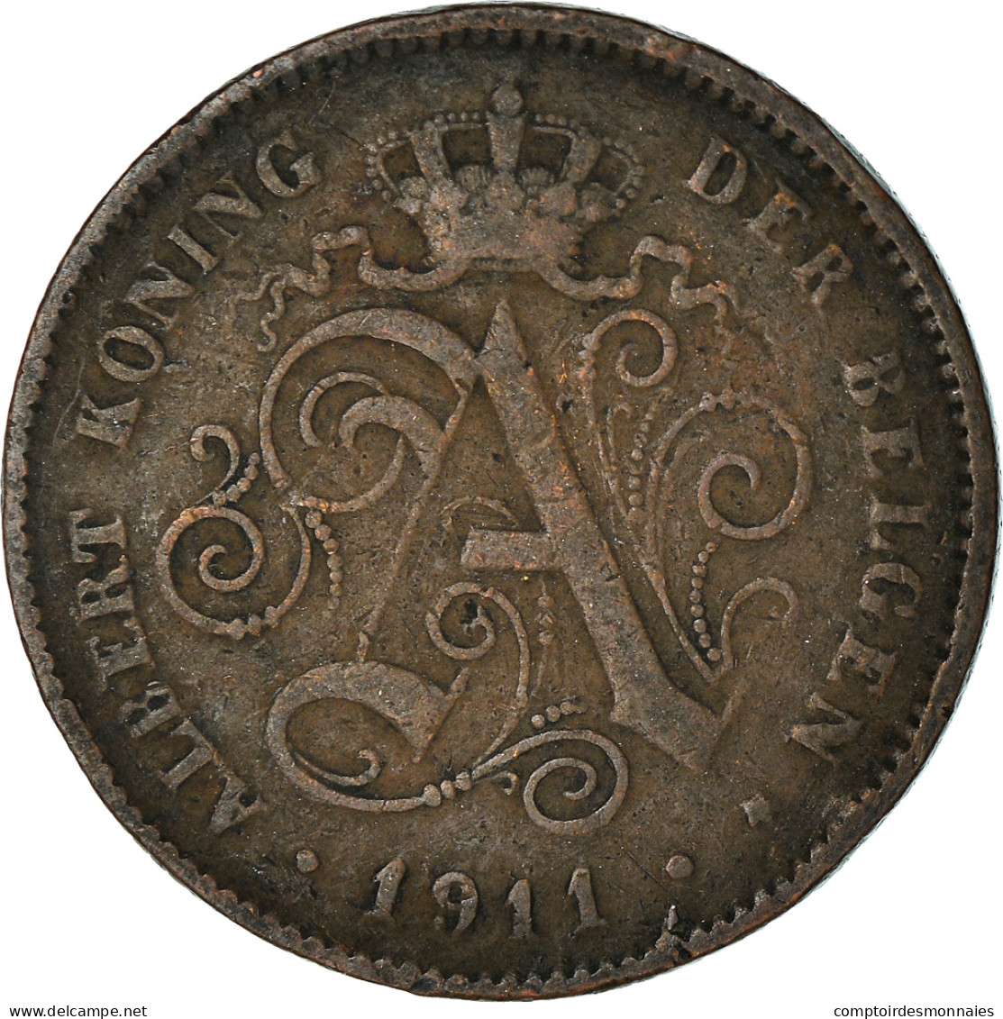 Monnaie, Belgique, Albert I, 2 Centimes, 1911, TB+, Cuivre, KM:65 - 2 Centimes