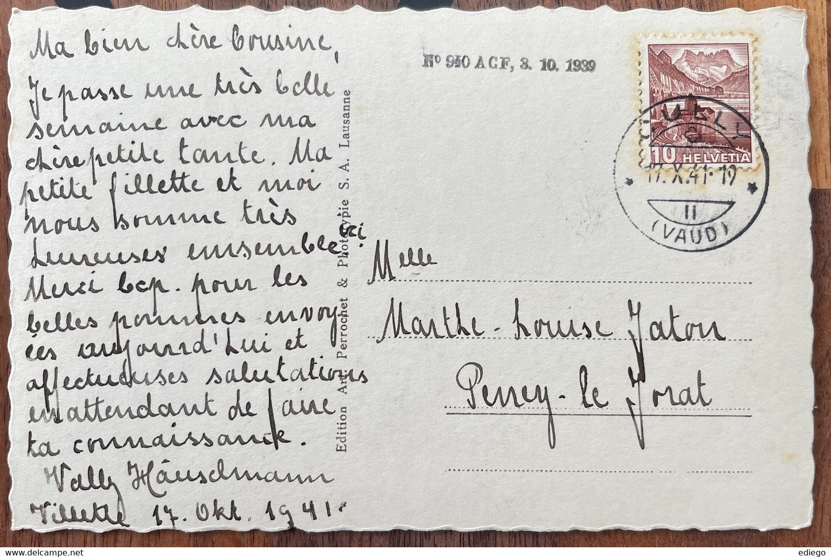 VILLETTE - BOURG EN LAVAUX AVEC BATEAU VAPEUR SUR LE LÉMAN 1941 - Villette