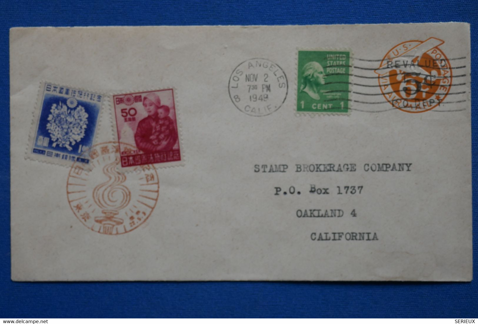 Z8 CHINA  AMERICA BELLE LETTRE BINATIONALITE  1949 LOS ANGELES+ AFFRANCHISSEMENT INTERESSANT - Covers & Documents