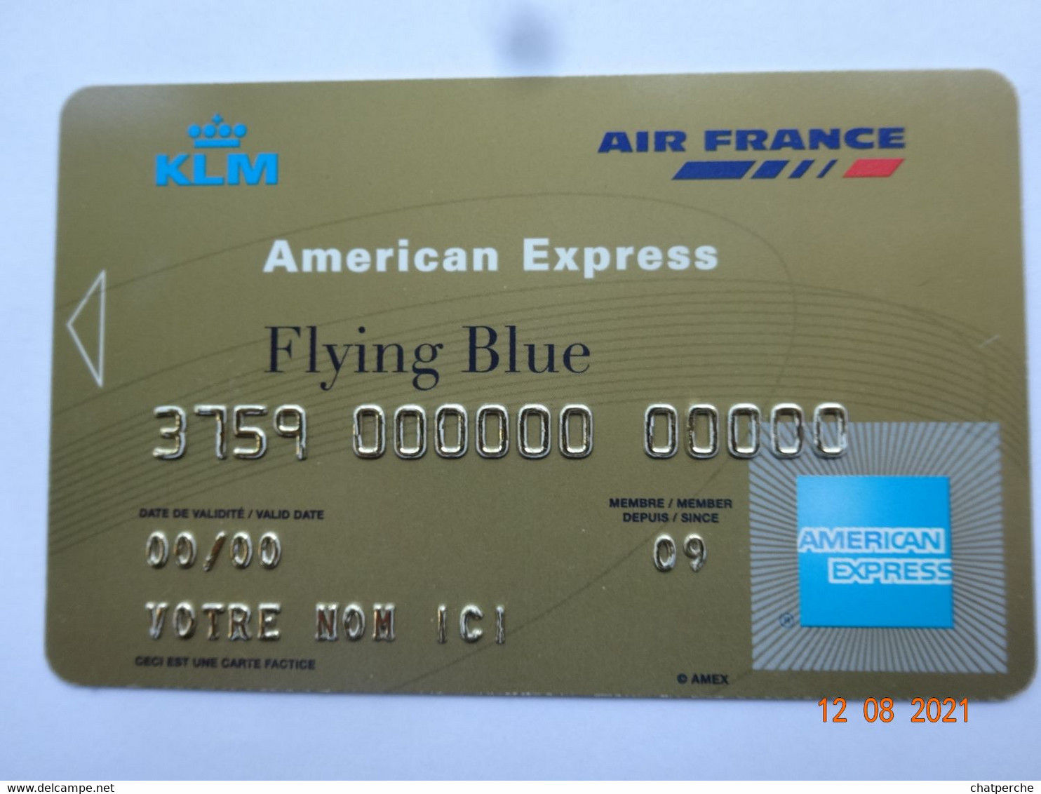 Disposable credit card - CARTE BANCAIRE FACTICE AMERICAN EXPRESS PUBLICITÉ  KLM AIR FRANCE