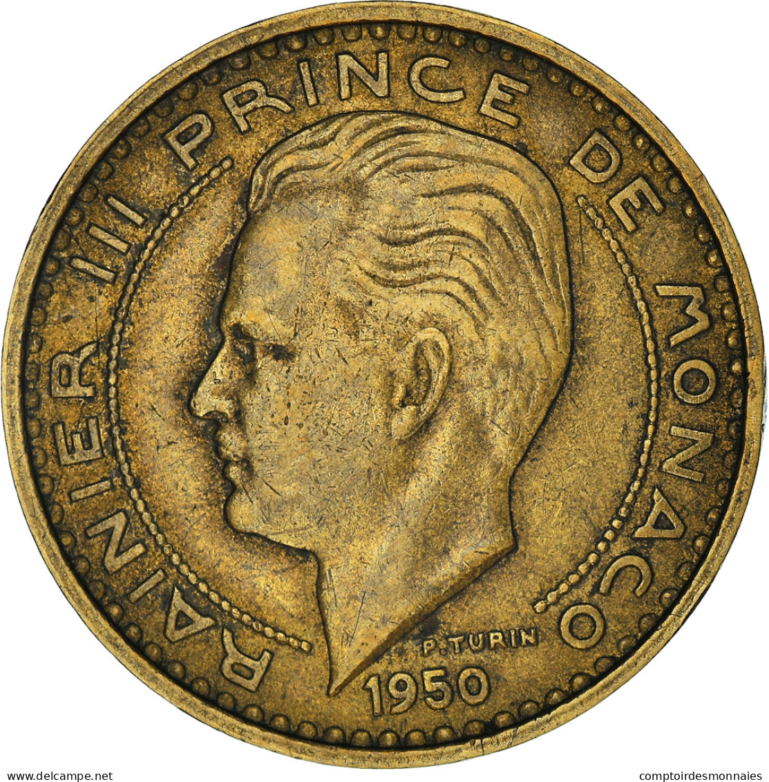 Monnaie, Monaco, Rainier III, 50 Francs, Cinquante, 1950, TTB, Aluminum-Bronze - 1949-1956 Anciens Francs