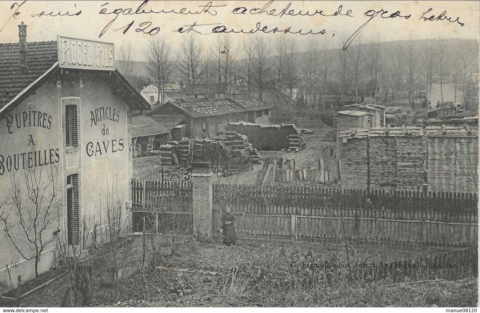 Ay Fabrication Caisses A Vin De Champagne Roger Fils  Voir Verso Carte Ecrite Par Le Patron Carte Photo Tres Rare - Ay En Champagne