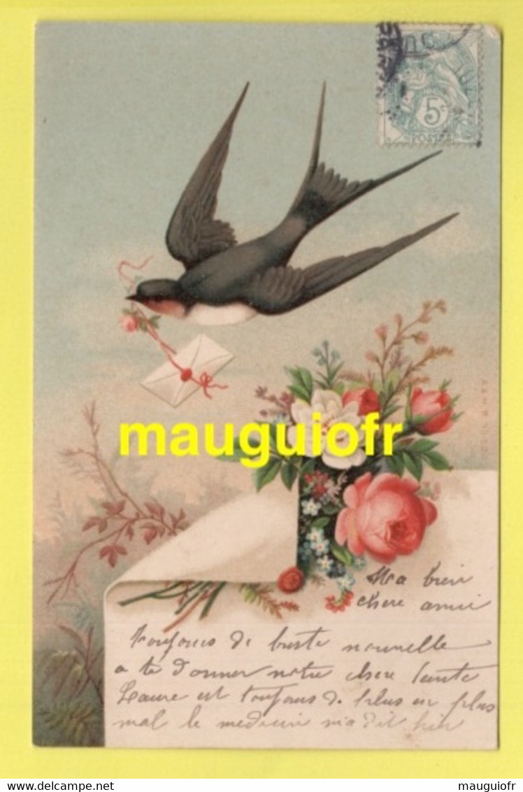 ANIMAUX / OISEAUX / HIRONDELLE APPORTANT UNE LETTRE / DESSIN / 1906 - Vogels