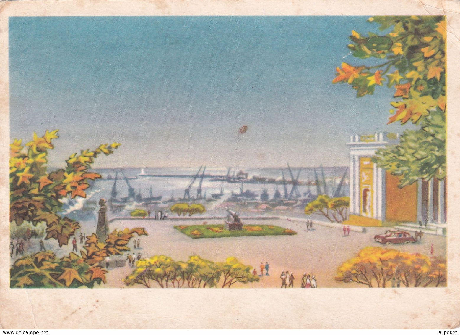 A14151-ODESSA CITY HERO CITY THE HARBOUR VIEW ARCHITECTURE SQUARE ODESSA UKRAINE, USSR 1961 POSTAL STATIONERY POSTCARD - Covers & Documents