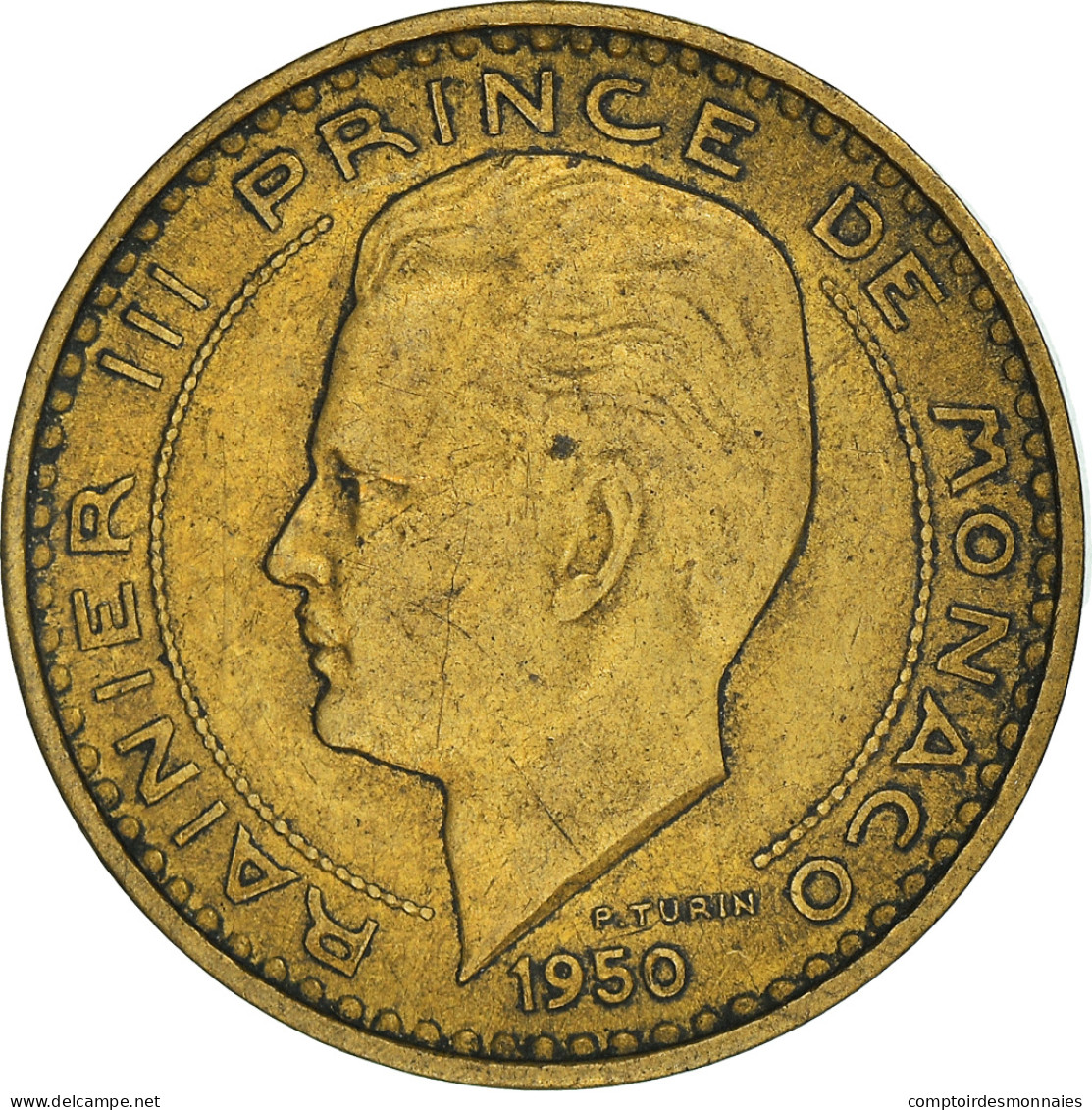 Monnaie, Monaco, Rainier III, 10 Francs, 1950, TTB, Aluminum-Bronze - 1949-1956 Anciens Francs