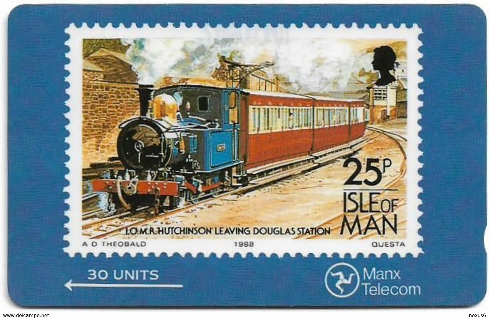 Isle Of Man - GPT - Stamps On Blue - I.O.M.R. Hutchinson - 4IOMD - 1989, 8.376ex, Used - Isla De Man