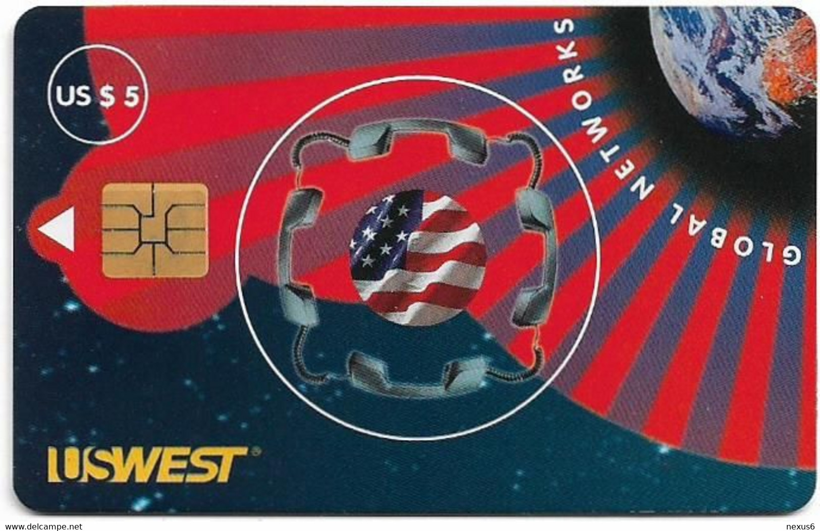 USA - U.S. West (Chip) - Joint Global Card Series Puzzle Piece 'D', 10.1996, 5$, 8.000ex, Mint - Schede A Pulce