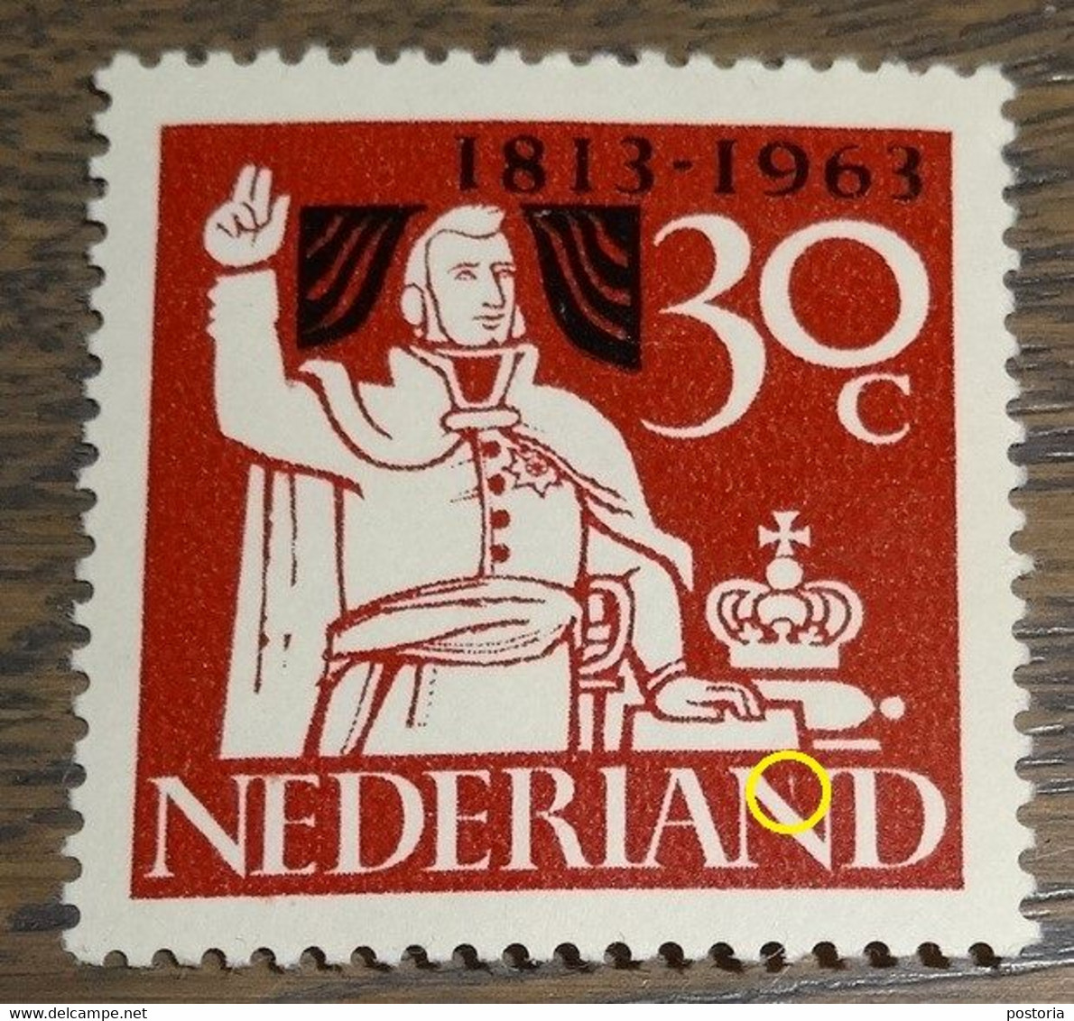 Nederland - MAST - 810 PM - 1963 - Plaatfout - Postfris - Wit Streepje In 2e N Van NEDERLAND - Variedades Y Curiosidades