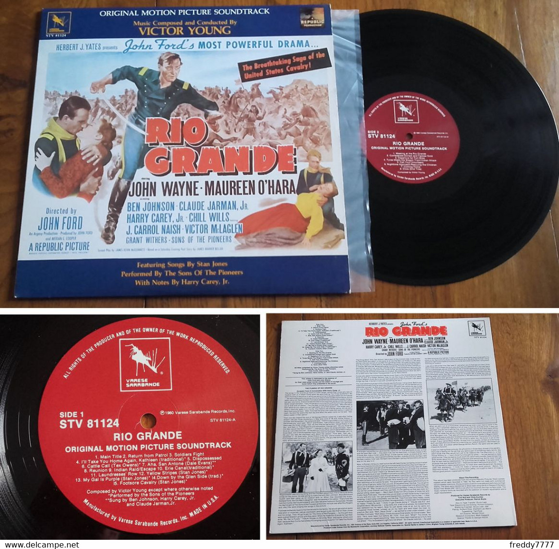RARE U.S. LP 33t RPM (12") BOF OST "RIO GRANDE" (John Wayne P/s, 1980) - Filmmusik