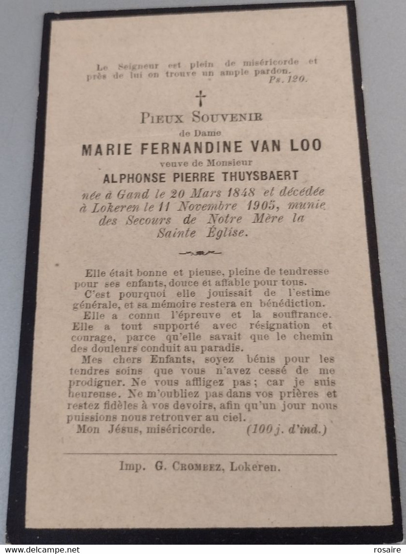 Marie Ferdinande Van Loo-gand 1848-lokeren 1905-vouw Voorzijde ! - Devotion Images