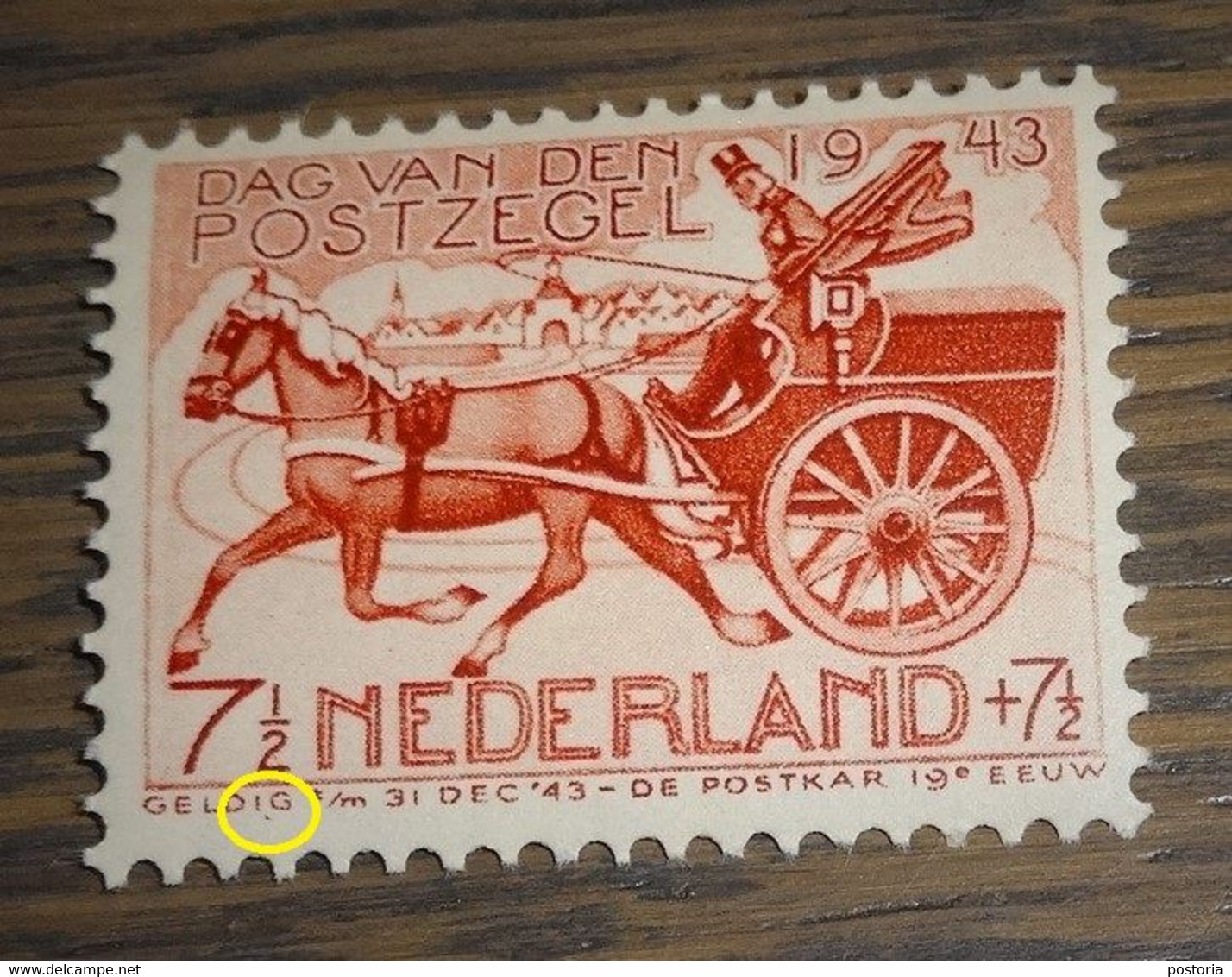 Nederland - MAST - 422 PM1 - 1943 - Plaatfout - Postfris - Bruinrood Puntje Onder GELDIG - Abarten Und Kuriositäten
