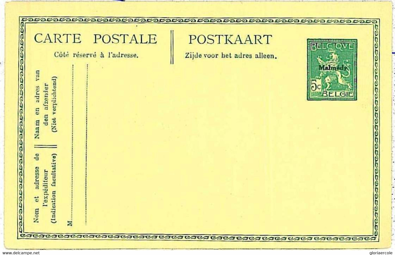 21559 - BELGIUM - POSTAL HISTORY -  OVERPRINTED POSTAL STATIONERY  Card : Malmedy - Eupen & Malmédy