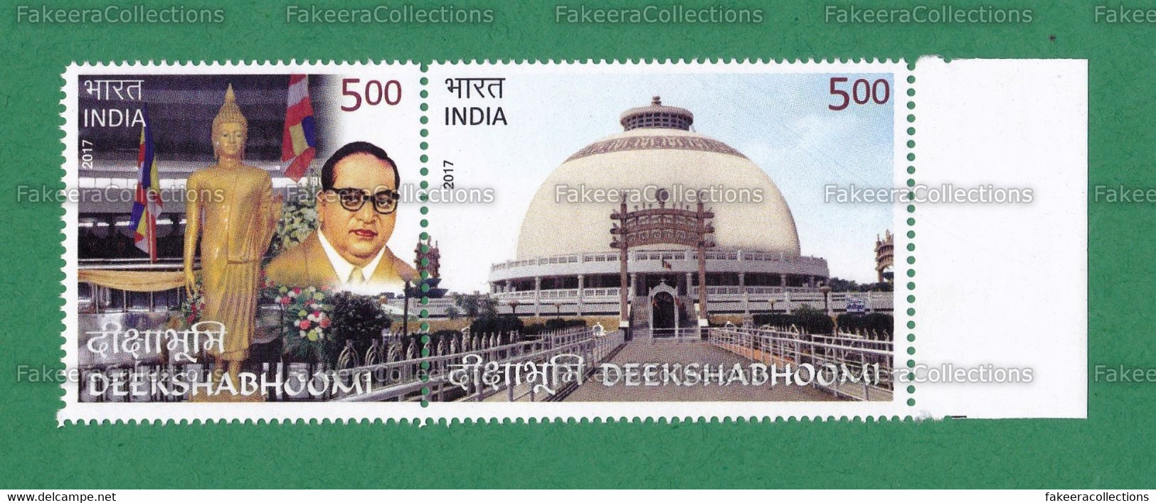 INDIA 2017 Inde Indien - DEEKSHABHOOMI 2v MNH ** - Dr B.R Ambedkar, Buddha, Stupa, Flag, Bhuddhism - As Scan - Buddhism