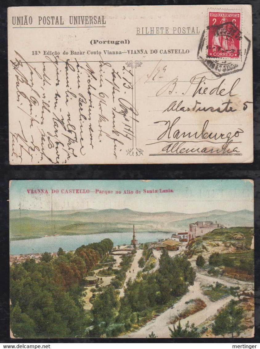 Portugal 1914 Picture Postcard 2c PORTO VIANNA Do Castello To HAMBURG Germany - Cartas & Documentos