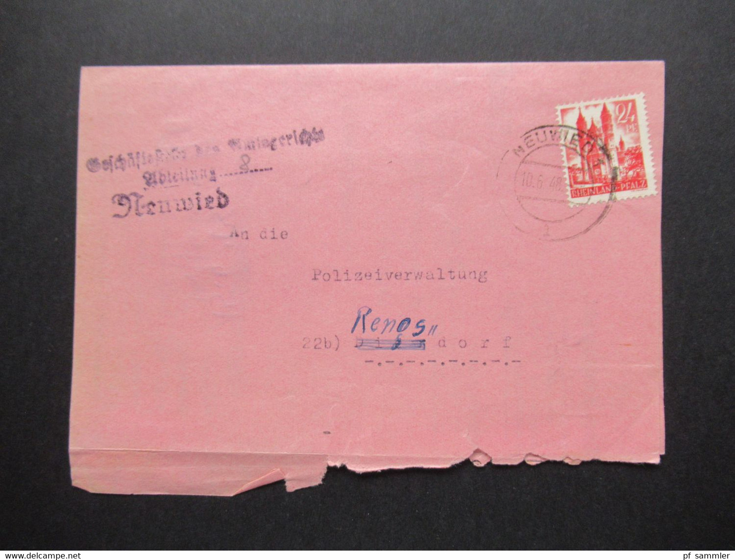 10.6.1948 Amtsgericht Neuwied Polizeiverwaltung / Gendarmeriestation Rengsdorf Vorführungsbefehl - Otros & Sin Clasificación