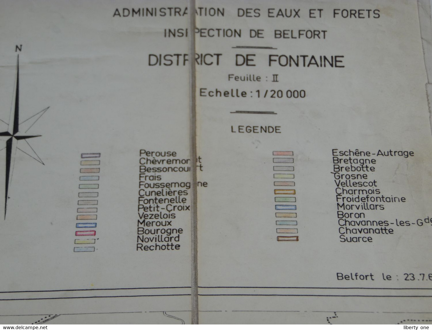 District FONTAINE > Adm. Eaux et Forets Inspect > Belfort ( FR ) 1/20.000 > 23.7.60 ( Carte Katoen / Coton / Cotton ) !