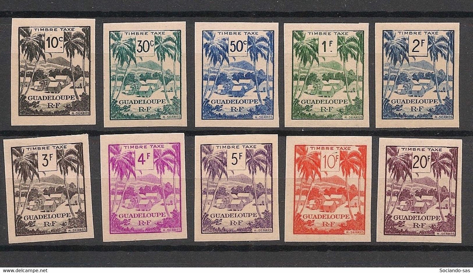 Guadeloupe - 1947 - Taxe TT N°Yv. 41 à 50 - Série Complète - Non Dentelé / Imperf. - Neuf Luxe ** / MNH / Postfrisch - Postage Due