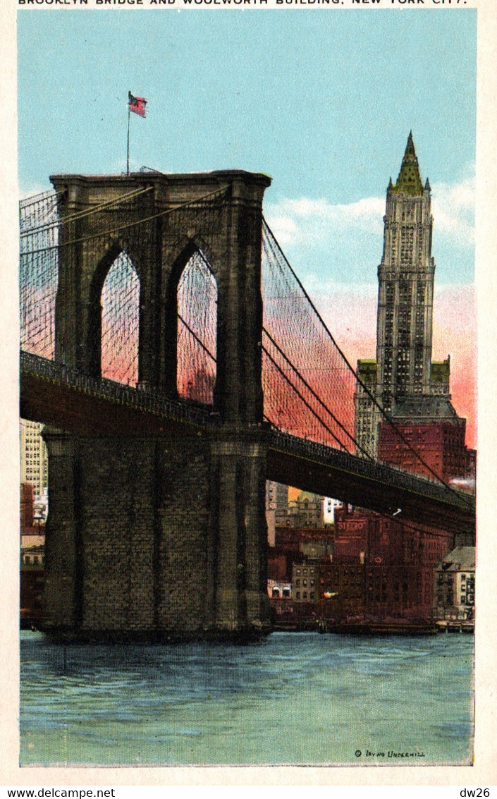 New York City - Brooklyn Bridge And Woolworth Building - Post Card Not Circulated - Brooklyn