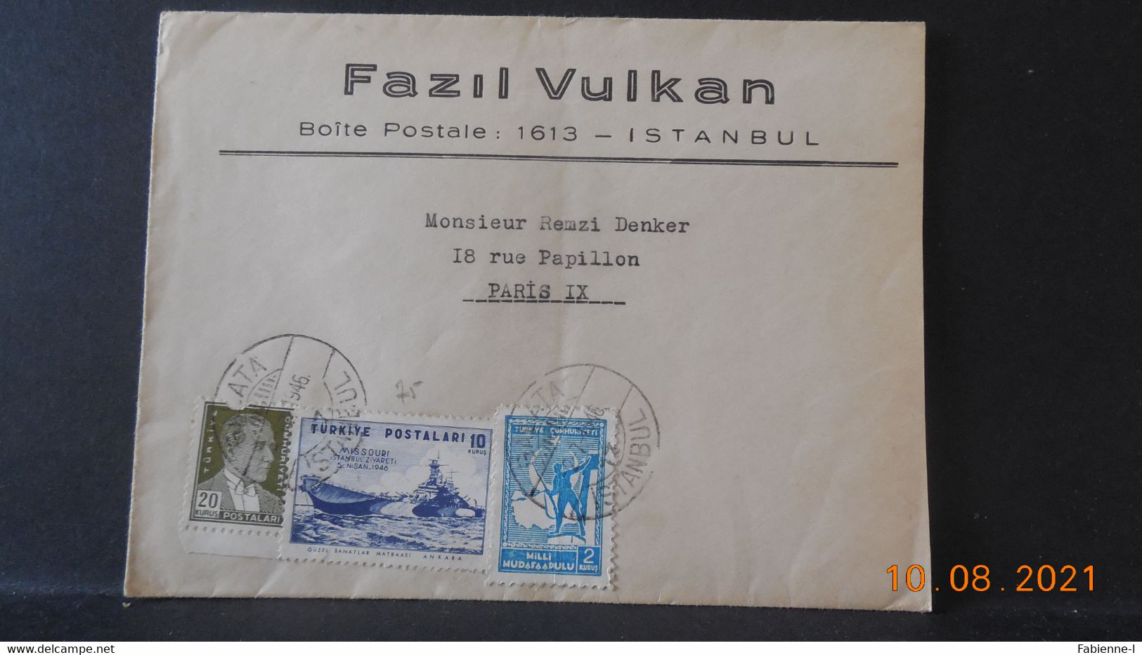 Lettre De Turquie De 1946 à Destination De Paris - Lettres & Documents