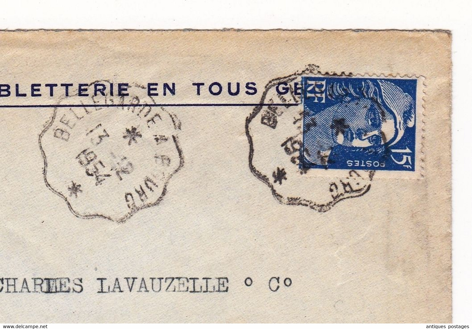 Les Neyrolles Ain 1954 Henri Dupuis Tournerie Tabletterie Cachet Convoyeur Bellegarde à Bourg En Bresse Mariane Gandon - 1945-54 Marianna Di Gandon