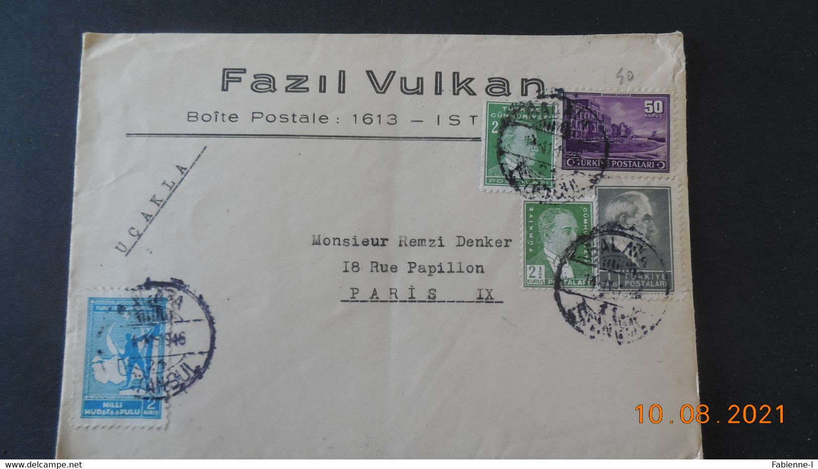 Lettre De Turquie  à Destination De Paris De 1946 - Lettres & Documents